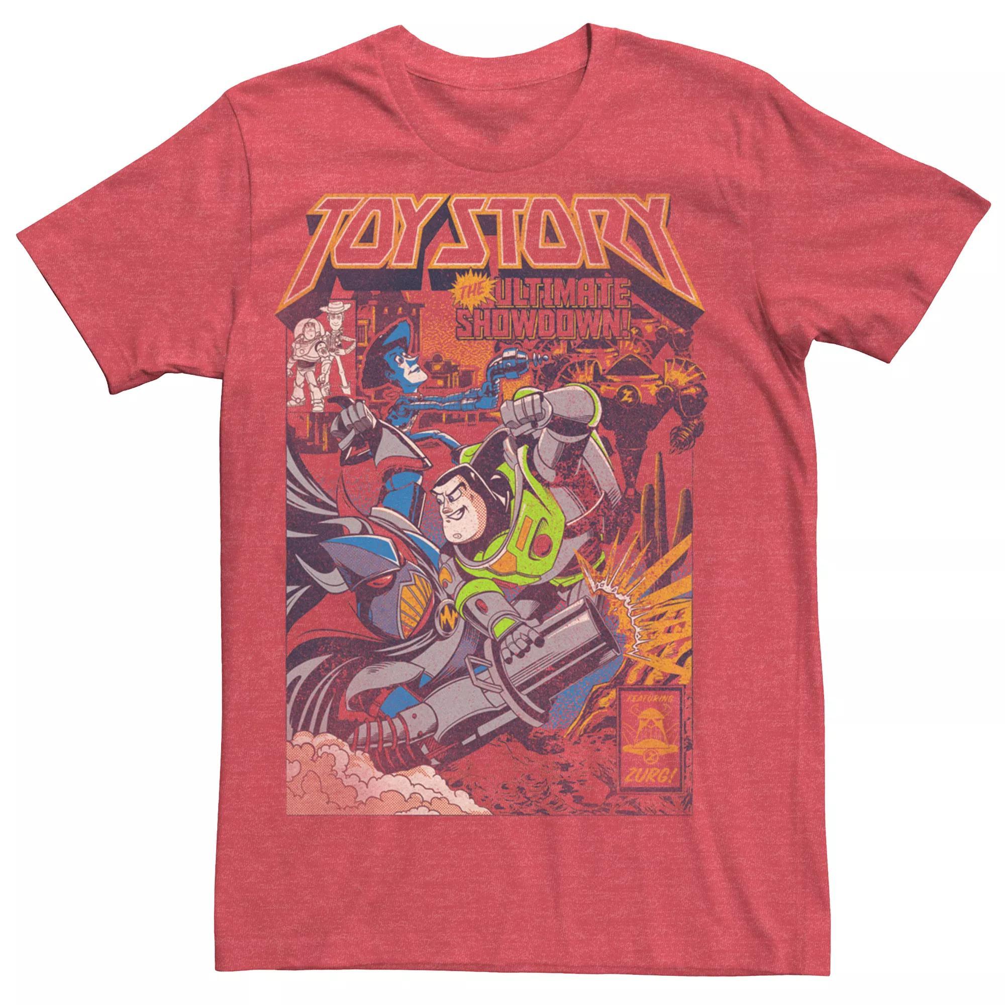 Disney / Pixar's Toy Story Buzz Lightyear Zurg Men's Showdown Comic Cover Tee, Size: Small, Red Grey Product Image
