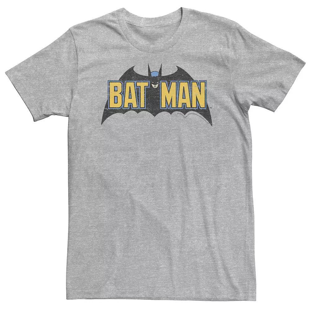 Big & Tall DC Comics Batman Distressed Vintage Text Logo Tee, Men's, Size: 4XL, Athletic Grey Product Image