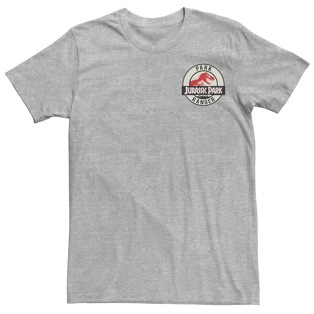 Men's Jurassic Park Ranger Logo Tan Badge Graphic Tee, Size: XXL, Athletic Grey Product Image