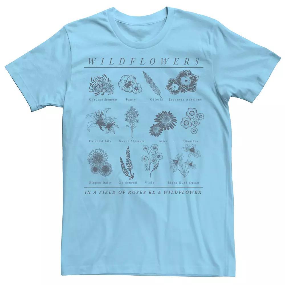Men's Wildflowers In A Field Of Roses Be A Wildflower Sketch Tee, Size: Small, Light Blue Product Image