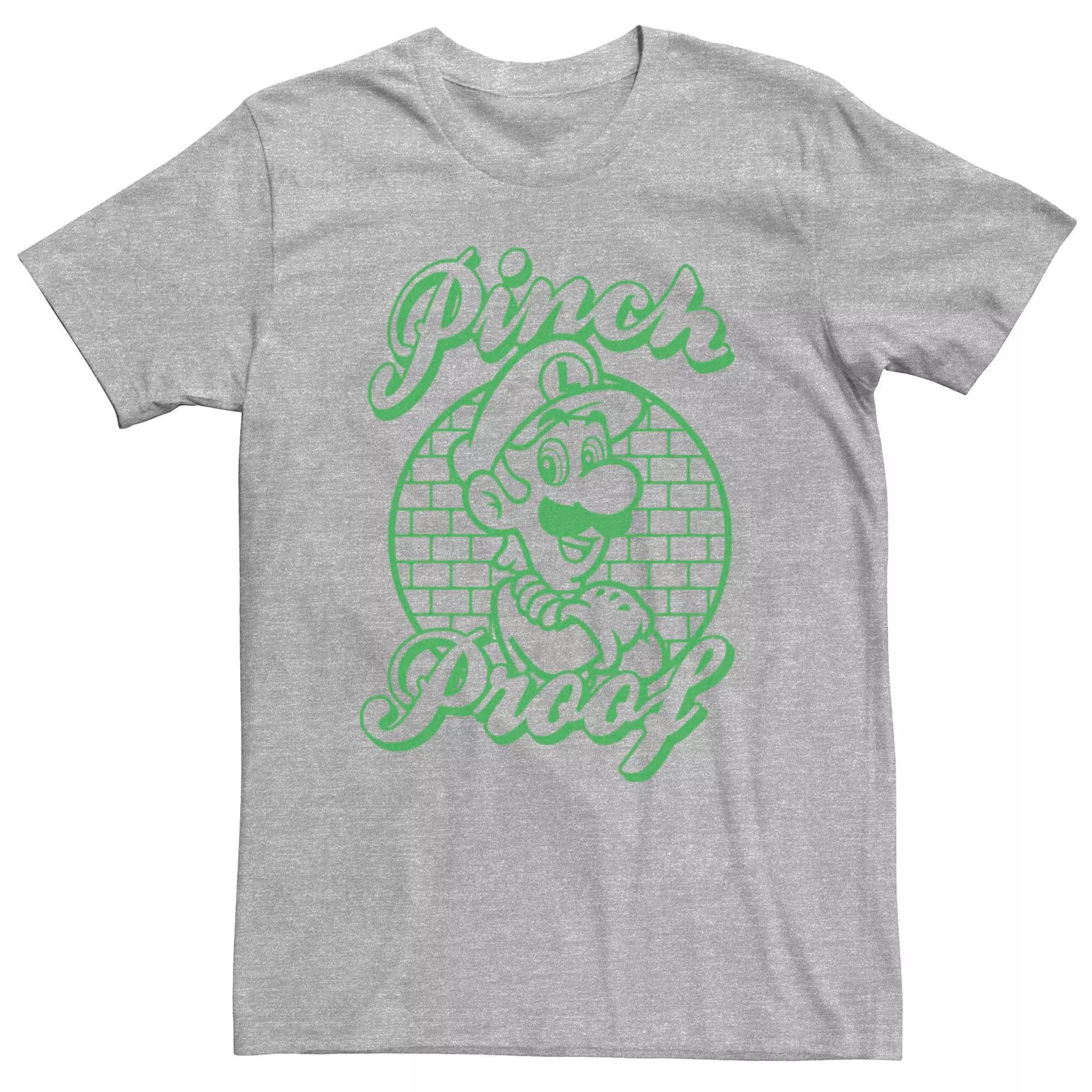 Men's Nintendo Luigi Pinch Proof Saint Patrick's Day Short Sleeve Tee, Size: Small, Athletic Grey Product Image