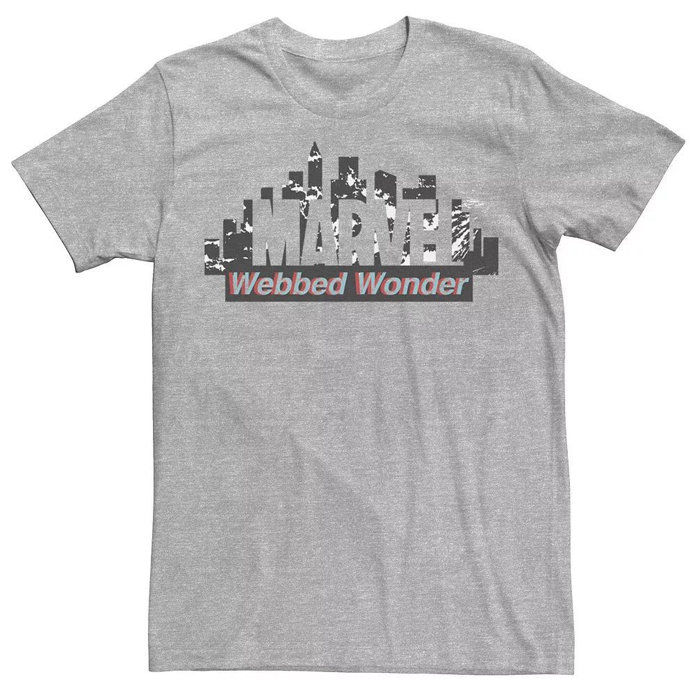 Men's Marvel Spider-Man Webbed Wonder Splatter Logo Tee, Size: Large, Athletic Grey Product Image