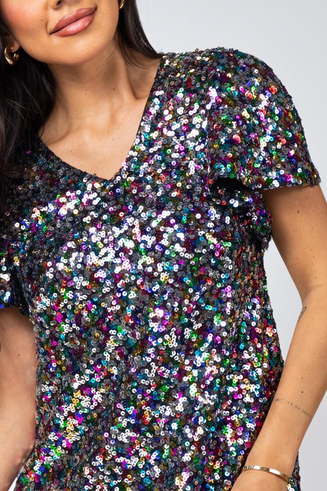 Celebrate Good Times Multi Sequin Mini Dress FINAL SALE Product Image