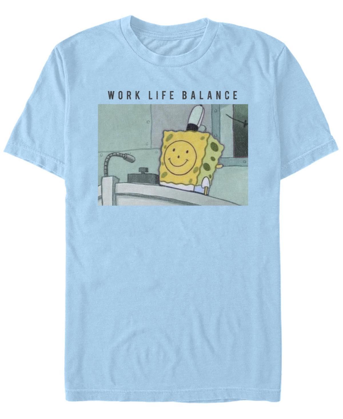 Men's Spongebob Squarepants Work Life Balance Tee, Size: Medium, Light Blue Product Image