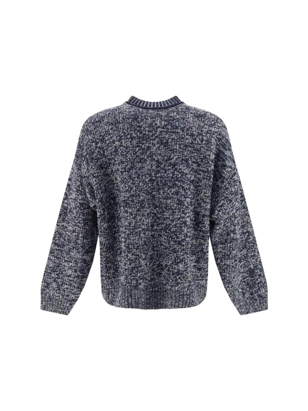 ACNE STUDIOS Intarsia Logo Marled Crewneck Sweater In Black Product Image