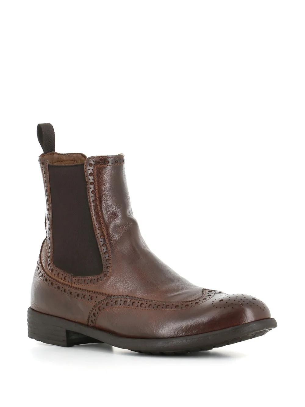 OFFICINE CREATIVE Brogue-detail Leather Boots In Brown Product Image