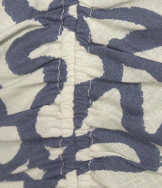 Every Doodle Print Linen Blend Long Sleeve Coordinating Crop Top Product Image