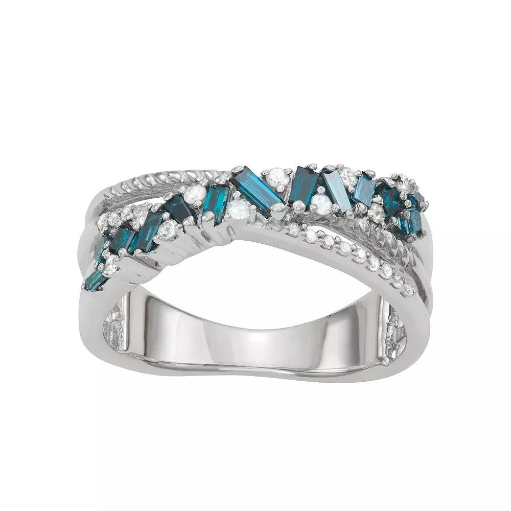 Jewelexcess Sterling Silver 1/2 Carat T.W. Blue & White Diamond Ring, Women's, Size: 6 Product Image