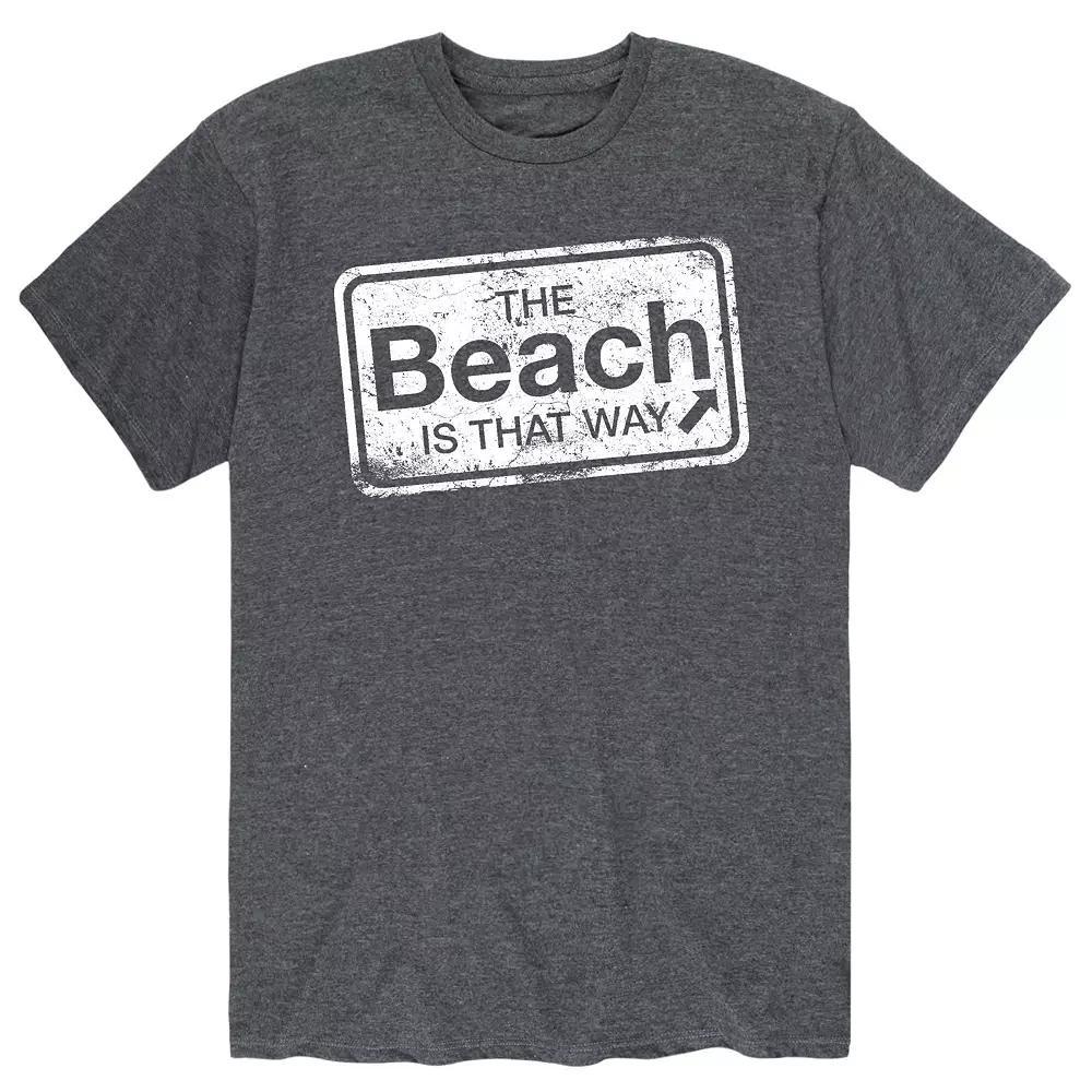 Men's The Beach Is That Way Tee, Size: Medium, Gray Product Image