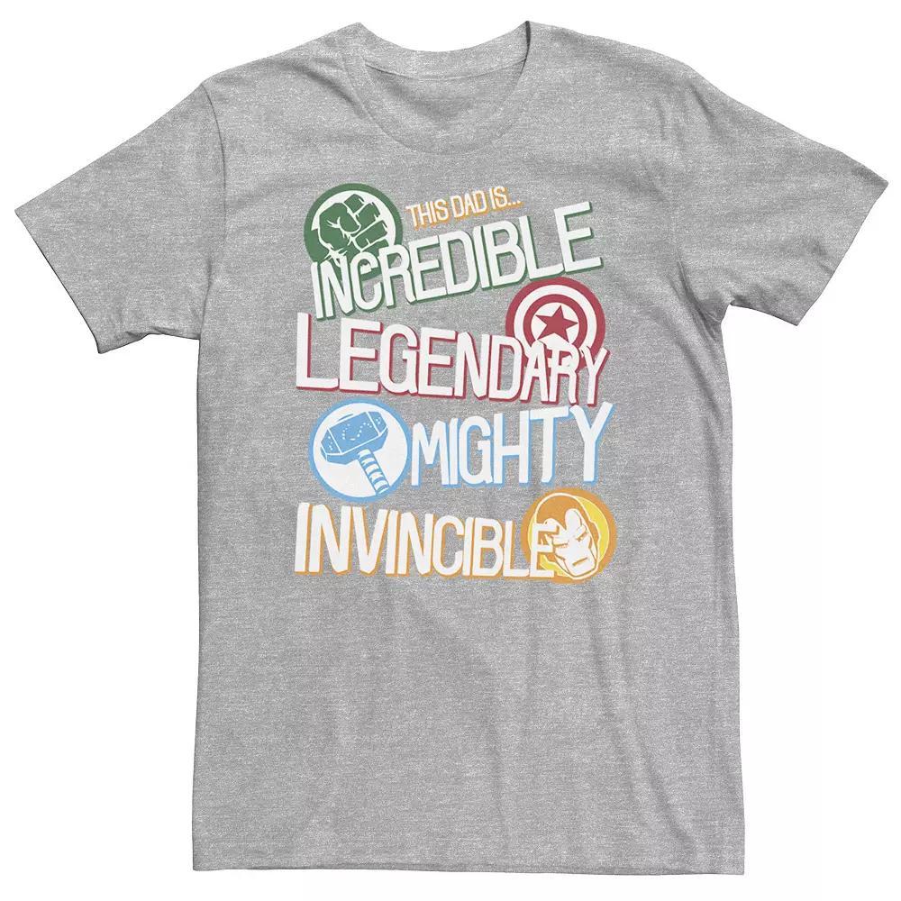Big & Tall Marvel Avengers Father's Day Dad Words Tee, Men's, Size: 4XL Tall, Athletic Grey Product Image