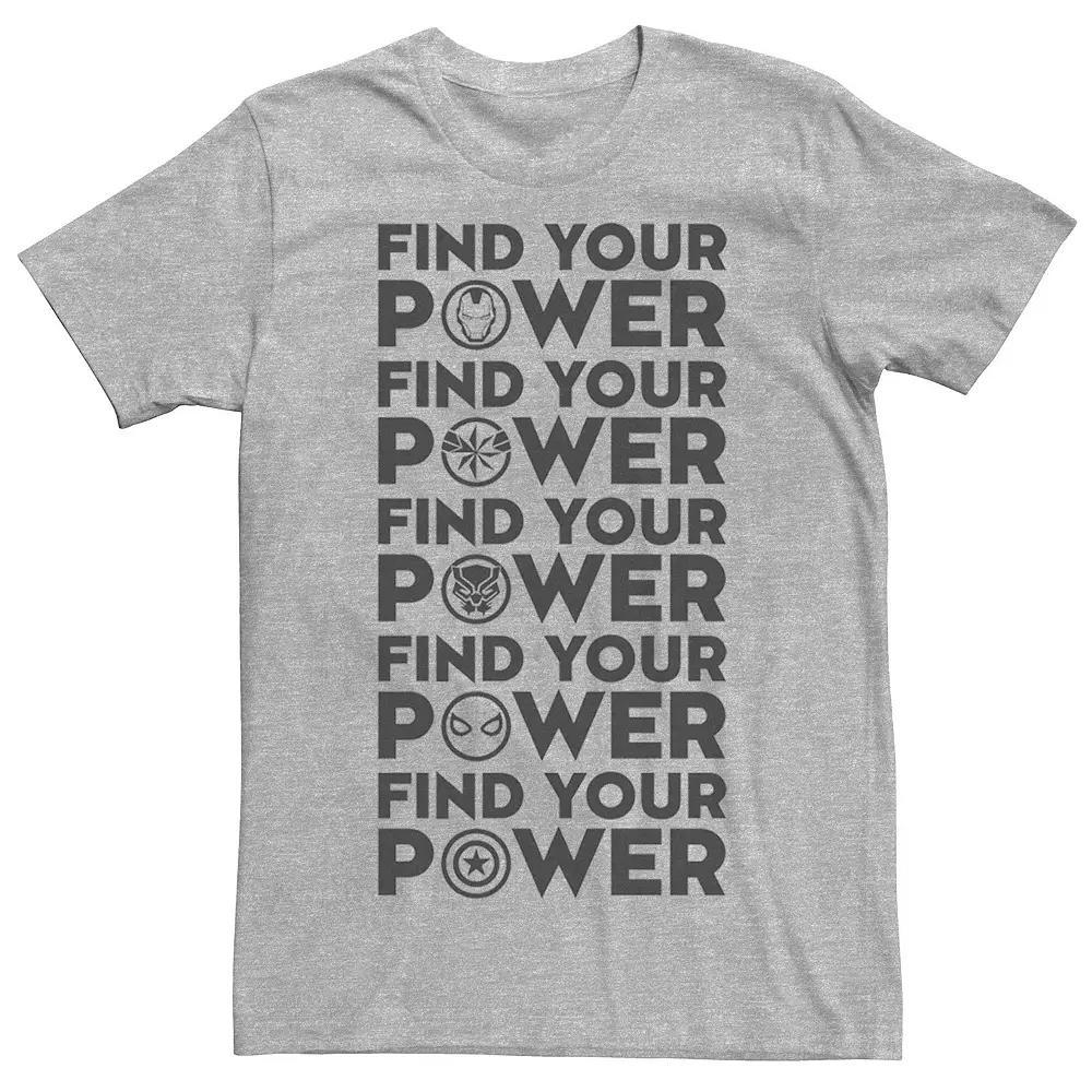 Men's Marvel Find Your Power Team Logos Tee, Size: 3XL, Athletic Grey Product Image