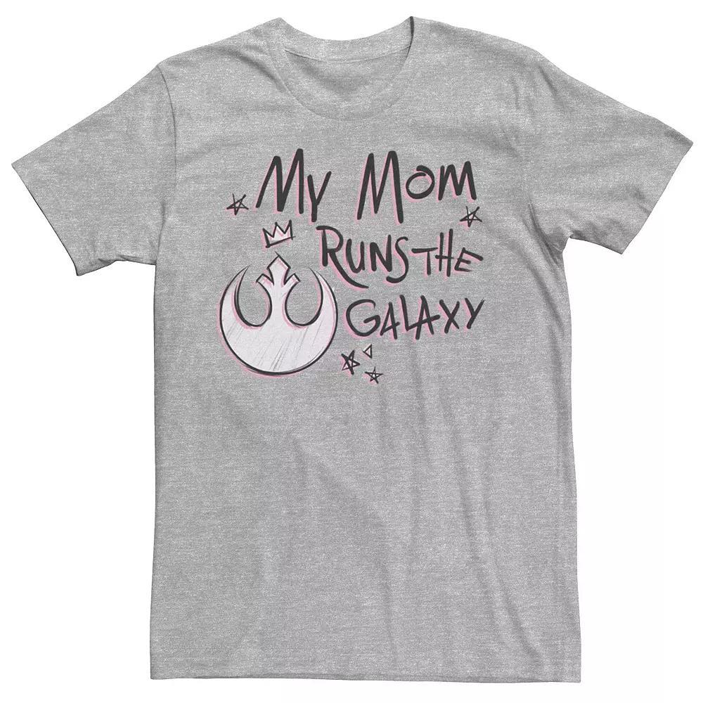 Juniors' Star Wars My Mom Runs The Galaxy Pink Rebel Logo Boyfriend Graphic Tee, Girl's, Size: Small, Athletic Grey Product Image