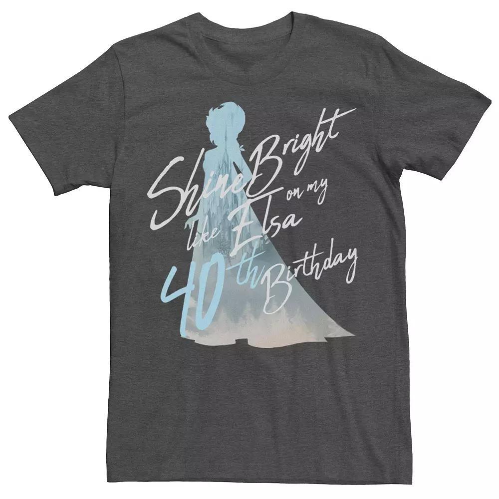 Disney's Frozen Men's Elsa Shine Bright On My 40th Birthday Graphic Tee, Size: Medium, Grey Heather Product Image