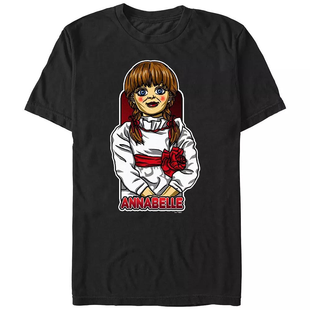 Men's Annabelle Cartoon Portrait Graphic Tee, Size: XXL, Black Product Image