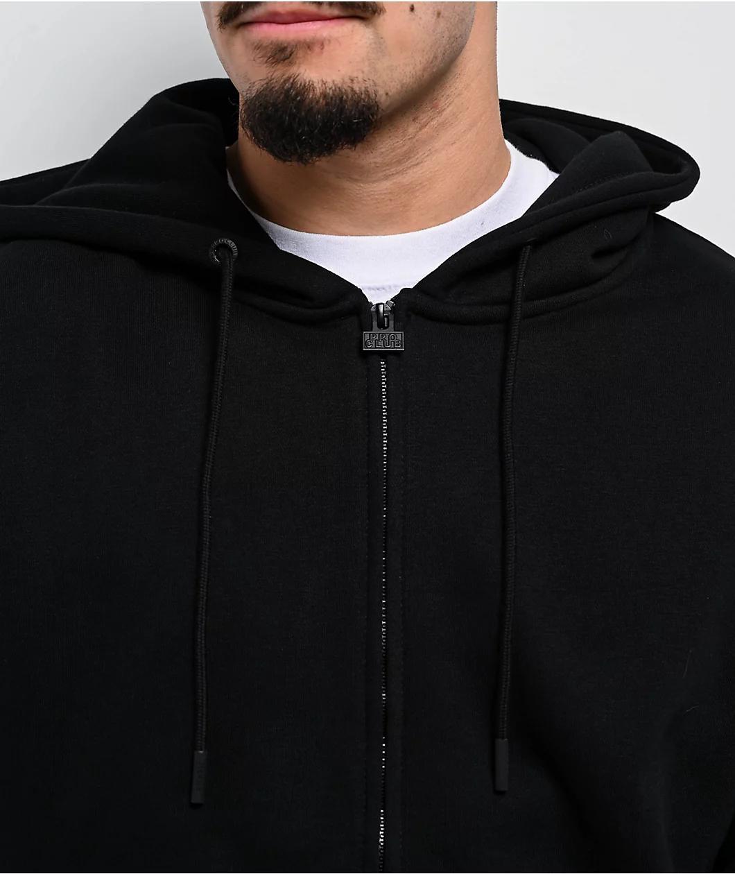 Pro Club Heavyweight Black Zip Hoodie Product Image