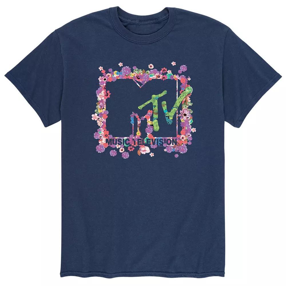 Men's MTV Floral Logo Tee, Size: XXL, Blue Product Image