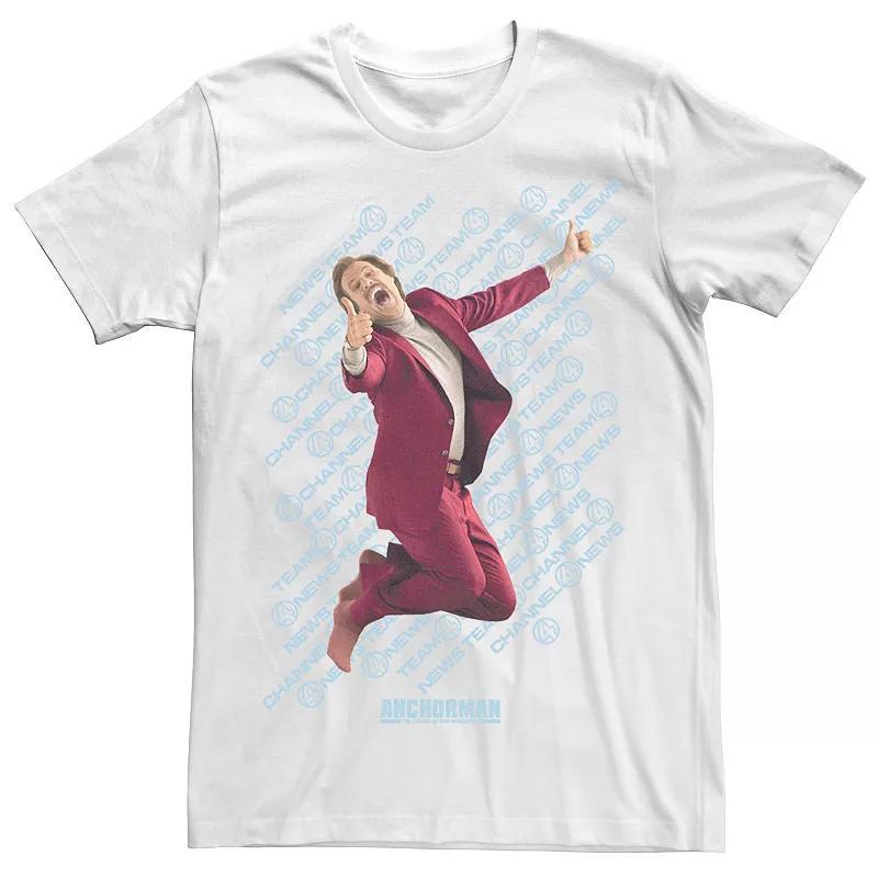 Men's Anchorman Ron Jumping For Joy Channel Four Logo Yellow Text Tee, Size: 3XL, White Product Image