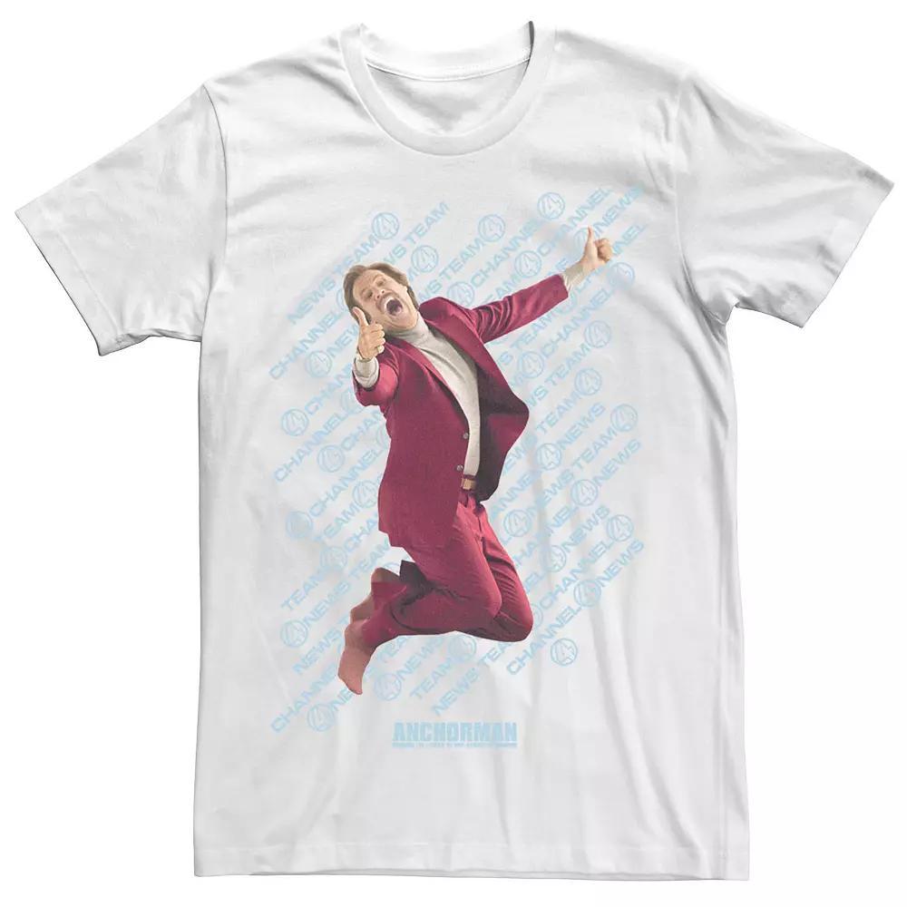 Men's Anchorman Ron Jumping For Joy Channel Four Logo Yellow Text Tee, Size: 3XL, White Product Image