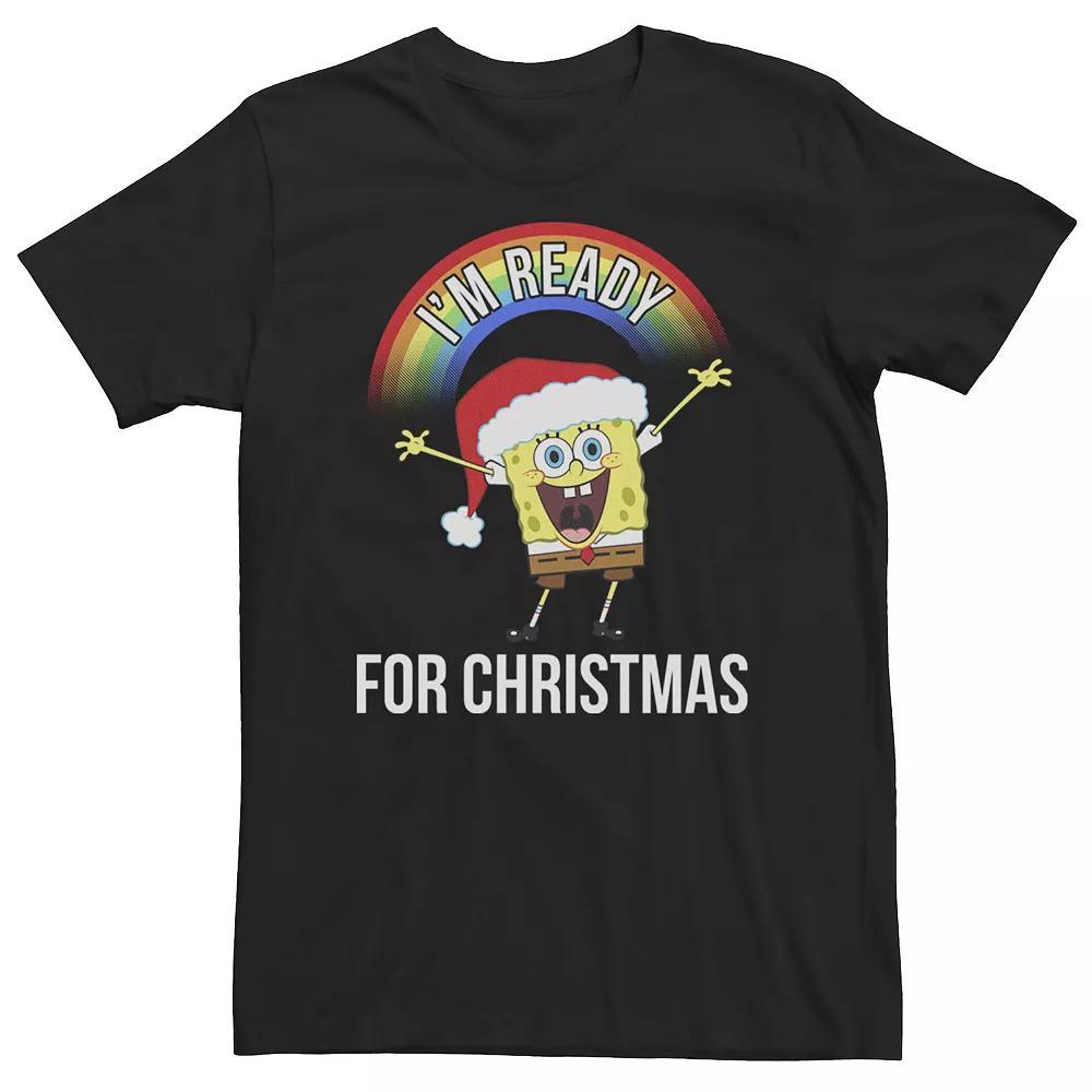 Big & Tall Nickelodeon SpongeBob SquarePants "I'm Ready For Christmas" Rainbow Tee, Men's, Size: 3XL Tall, Black Product Image