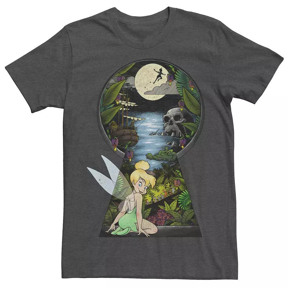 Disney's Peter Pan Tinkerbell Men's Keyhole Tee, Size: Small, Grey Heather Product Image