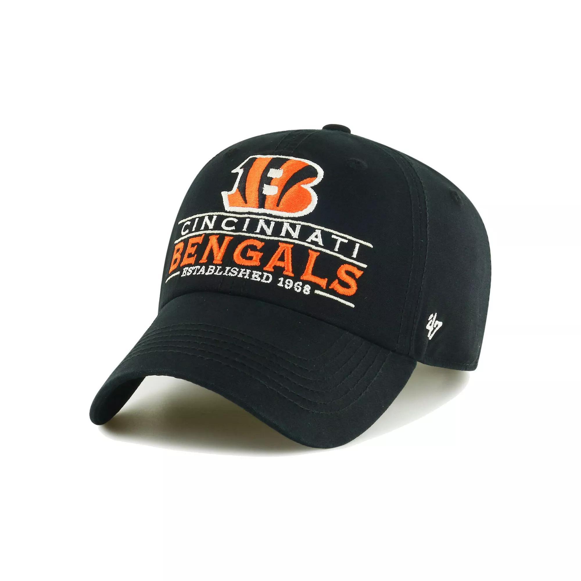 Men's '47 Black Cincinnati Bengals Vernon Clean Up Adjustable Hat Product Image