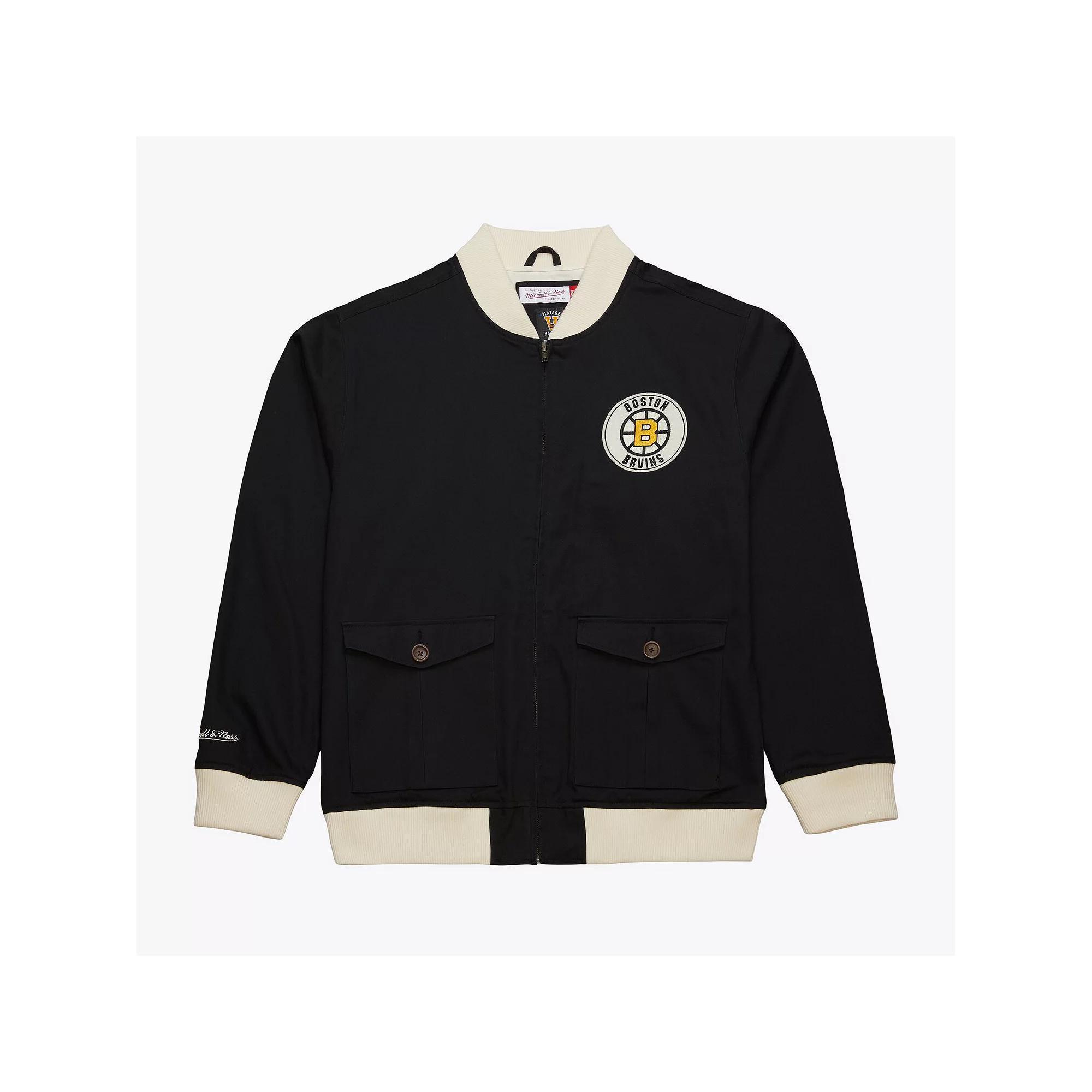 Men's Mitchell & Ness Black Boston Bruins Vintage Coaches Cotton Twill Full-Zip Jacket, Size: 4XL Product Image