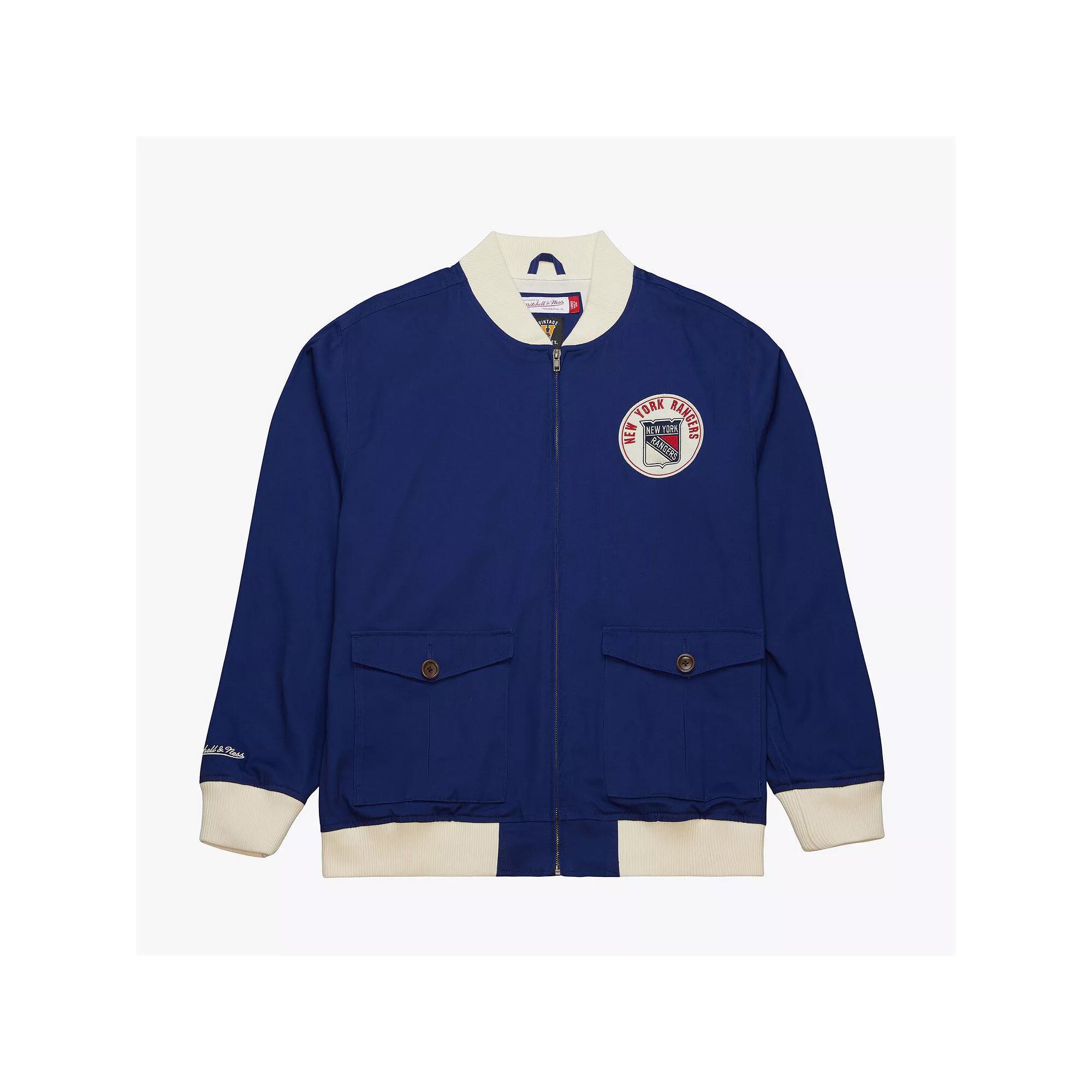 Men's Mitchell & Ness Blue New York Rangers Vintage Coaches Cotton Twill Full-Zip Jacket, Size: Medium, Ran Blue Product Image