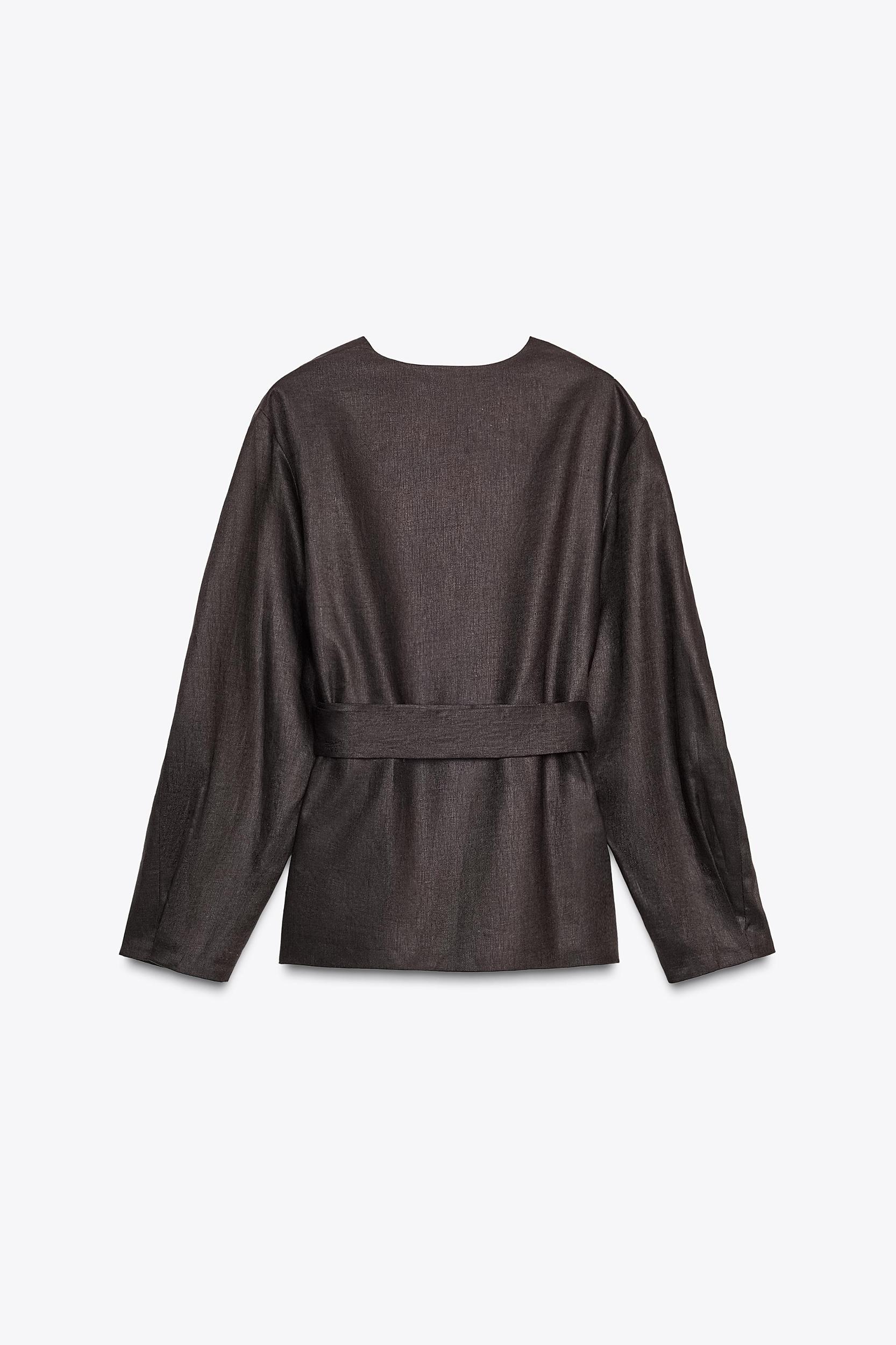 ZW COLLECTION LINEN BELTED KIMONO Product Image