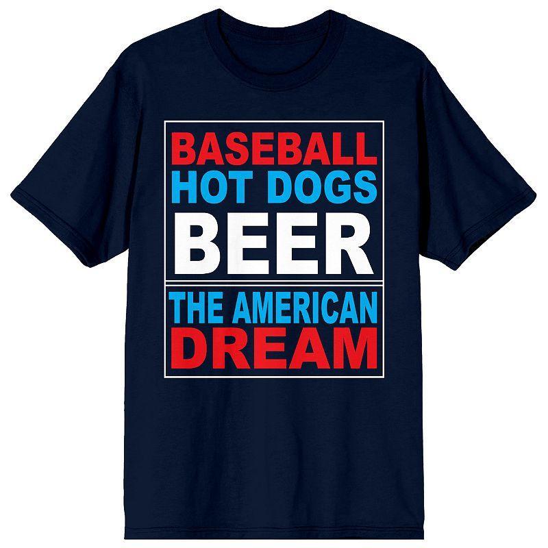 Men's Americana Baseball Hot Dogs Graphic Tee, Size: Small, Blue Product Image