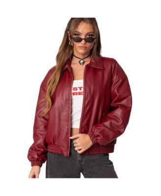 Womens Halley faux leather bomber jacket Product Image