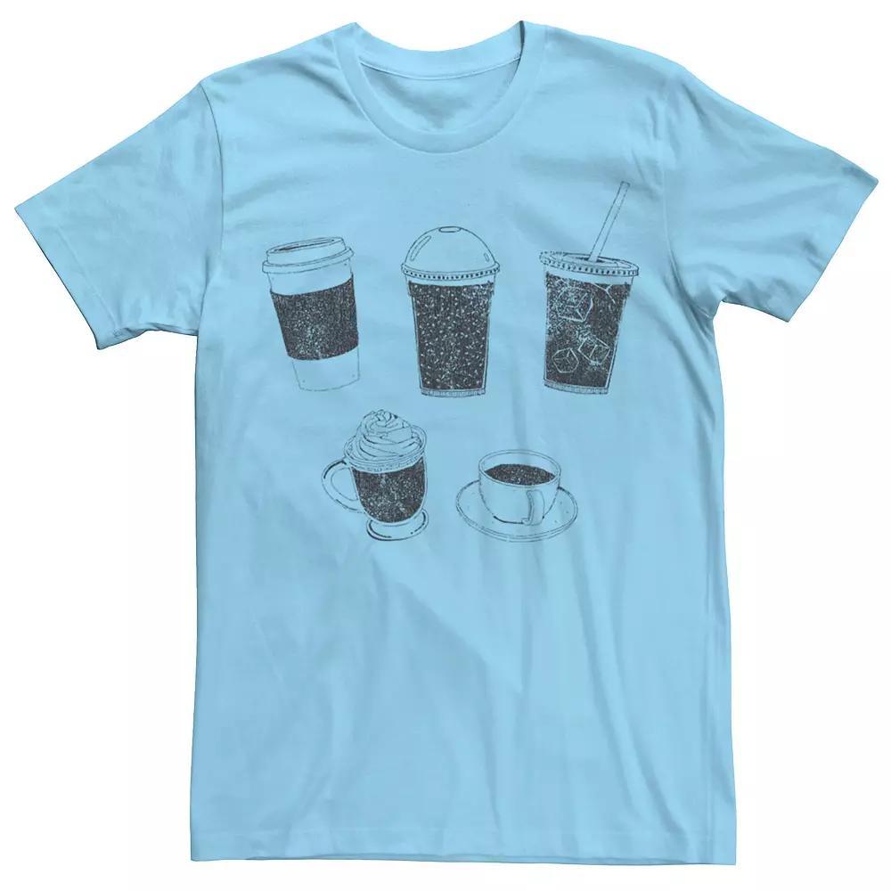 Men's Coffee Cups And Mugs Tee, Size: 3XL, Light Blue Product Image