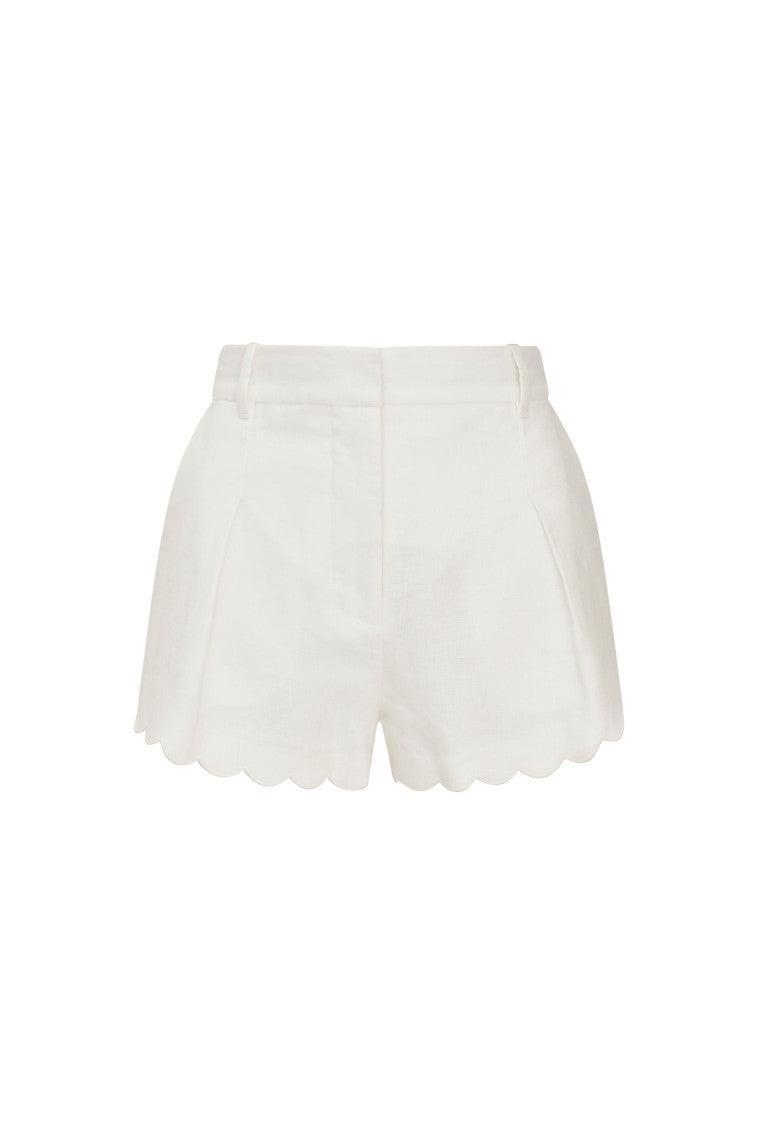 Lacette Linen Scallop Hem Shorts Product Image