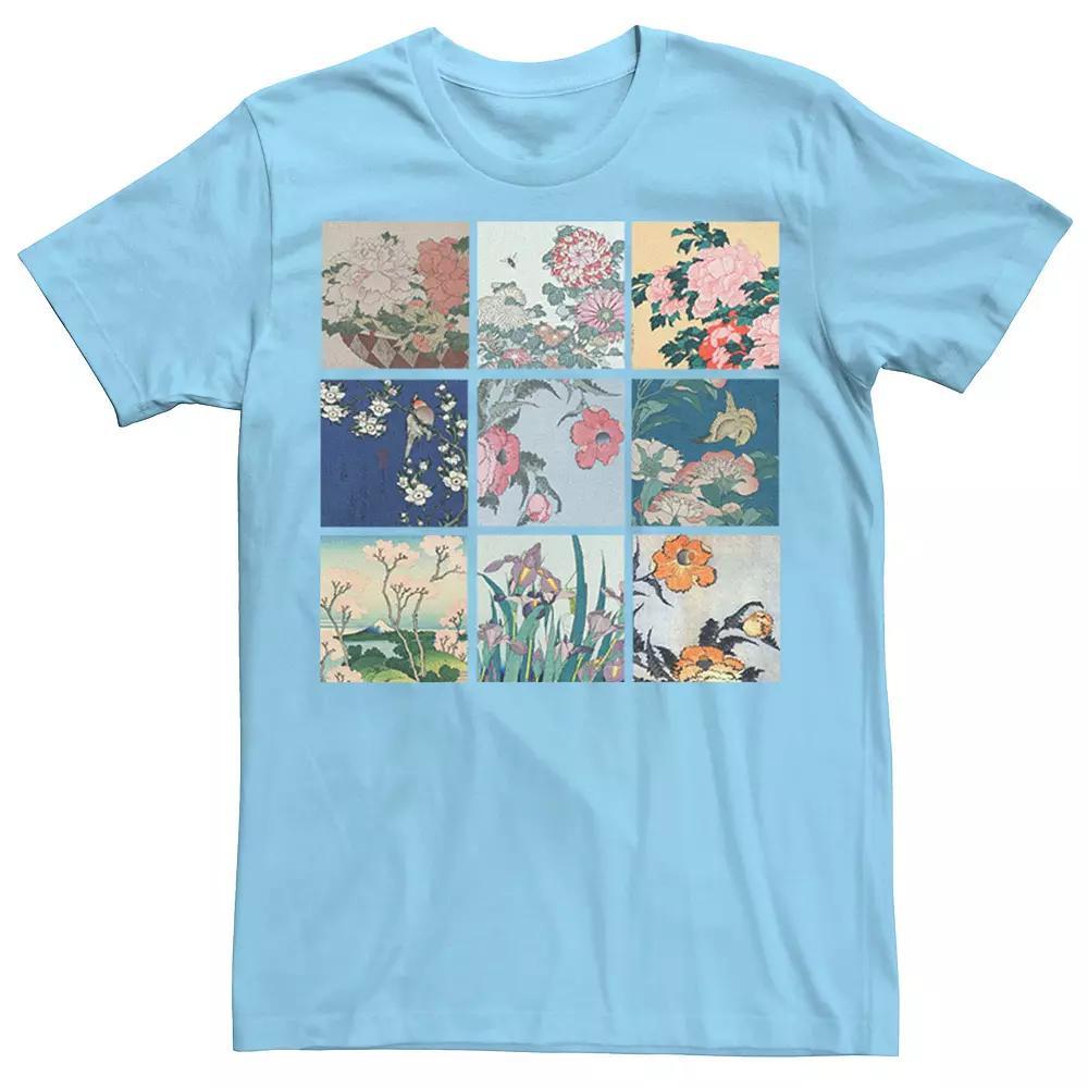Men's Katsushika Hokusai Floral Photo Tee, Size: Medium, Light Blue Product Image