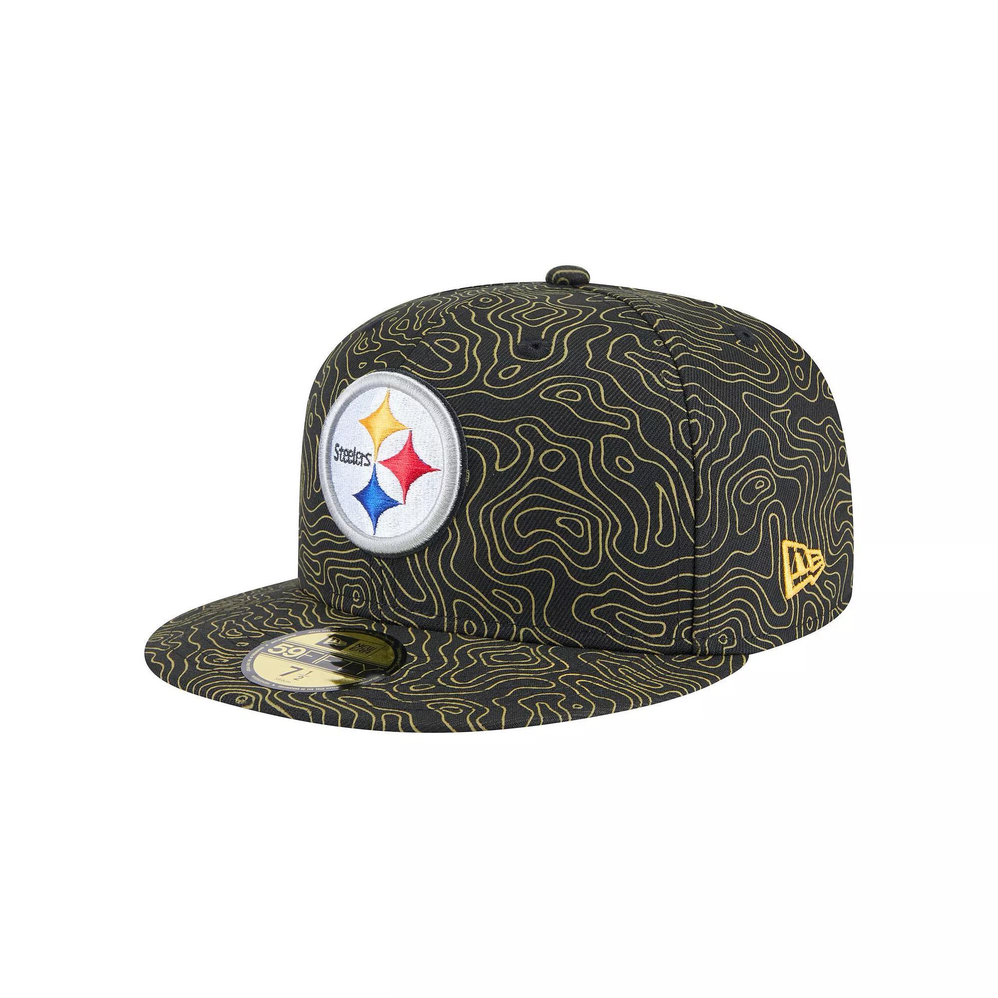 Men's New Era Black Pittsburgh Steelers Geo 59FIFTY Fitted Hat, Size: 7 3/8 Product Image