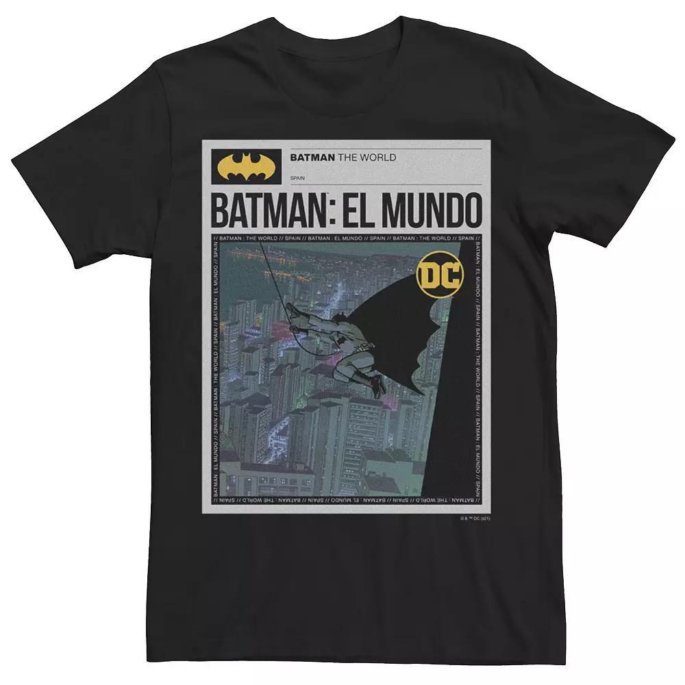 Men's Batman: El Mundo Mexico News Poster Tee, Size: XXL, Black Product Image