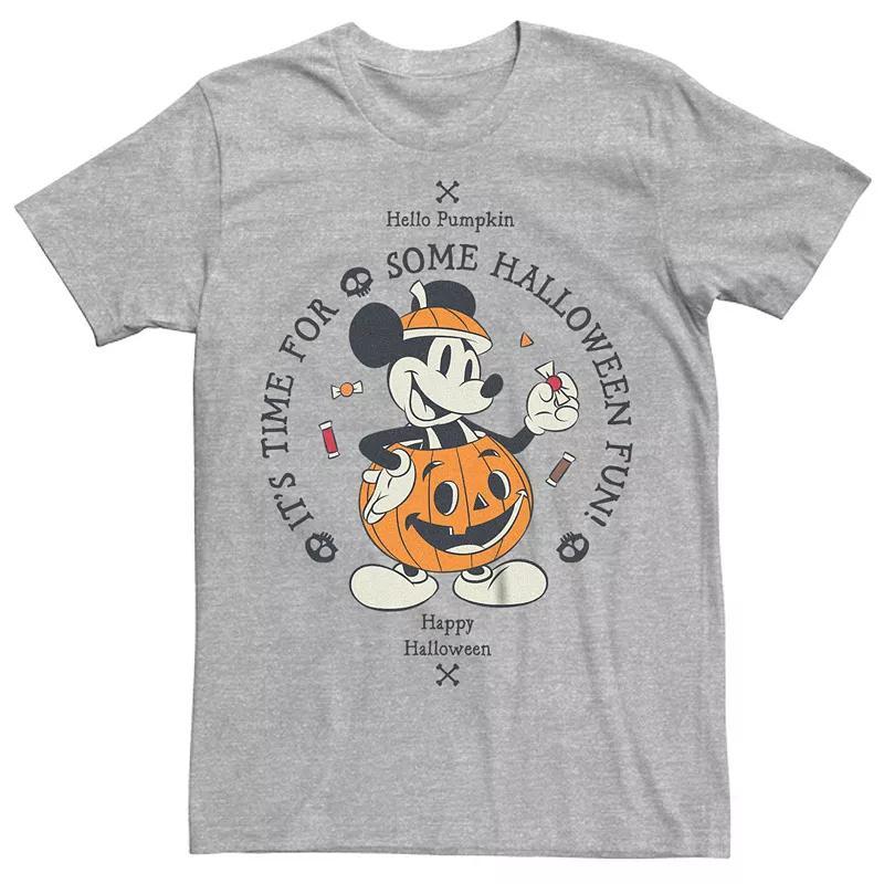 Disney's Mickey Mouse Men's Classic Halloween It's Time For Some Fun Jack-o'-lantern Tee, Size: Small, Athletic Grey Product Image