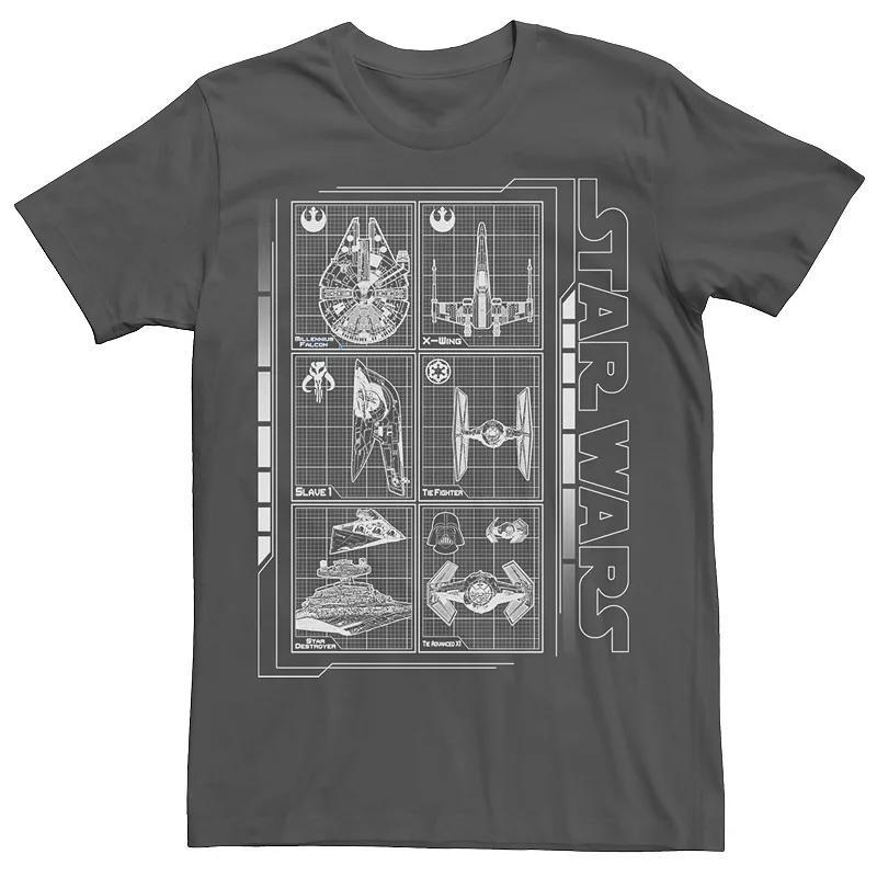 Men's Star Wars Battle Ships Schematic Tee, Size: Large, Red Product Image