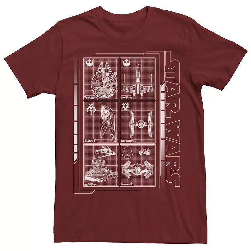 Men's Star Wars Battle Ships Schematic Tee, Size: Large, Red Product Image