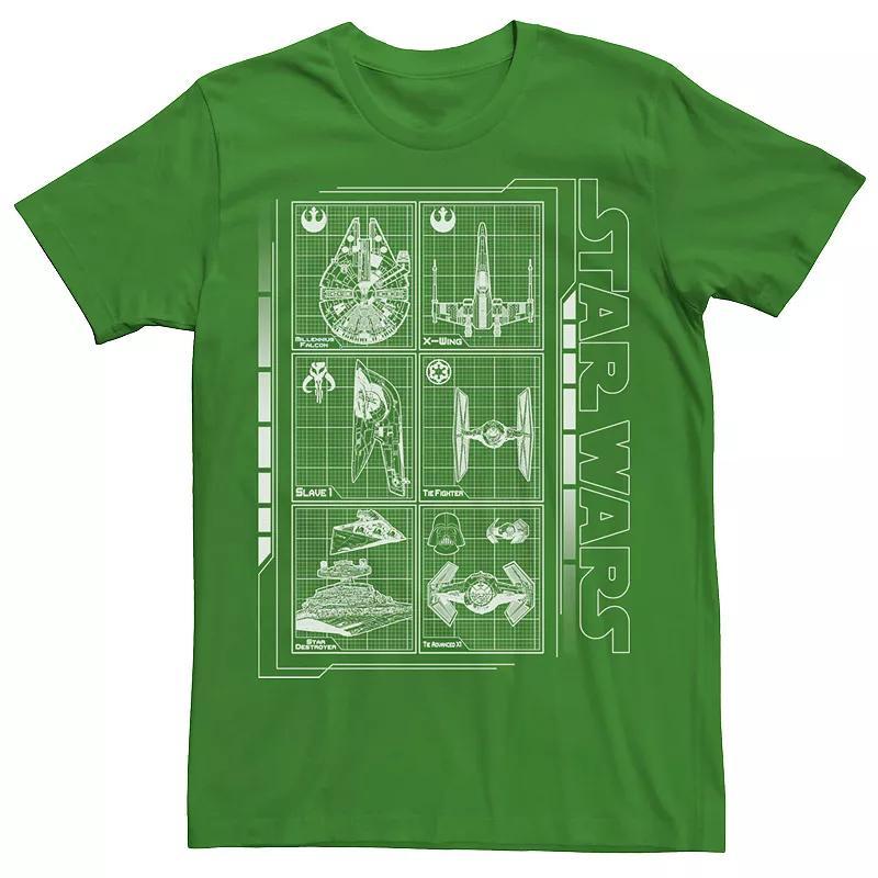 Men's Star Wars Battle Ships Schematic Tee, Size: 3XL, Kelly Product Image
