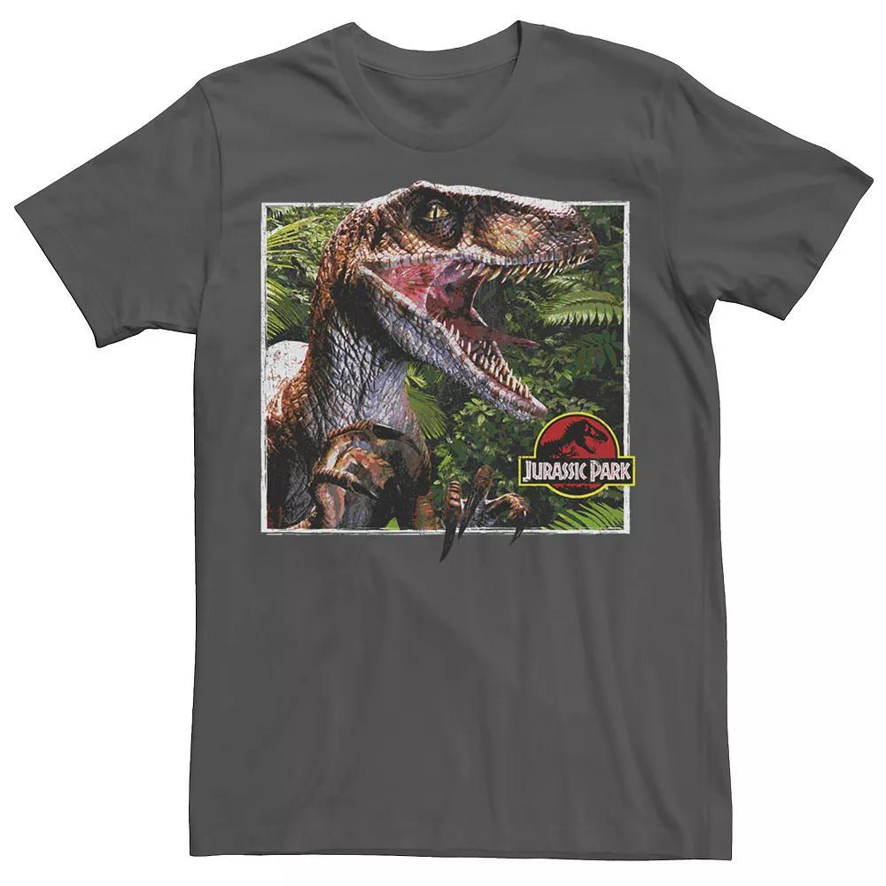 Men's Jurassic Park Raptor Coming Out Of Forest Graphic Tee, Size: Large, Royal Grey Product Image