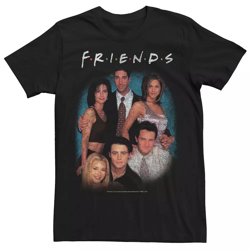 Men's Friends Group Shot Vintage Portrait Tee, Size: 3XL, Black Product Image