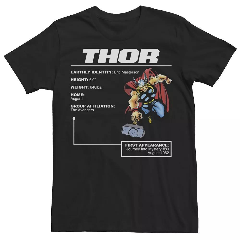 Men's Marvel Thor Stats Poster Graphic Tee, Size: 3XL, Black Product Image