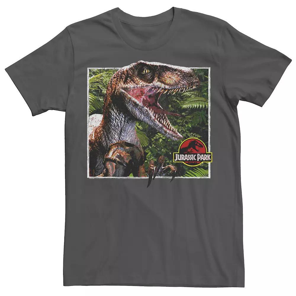 Men's Jurassic Park Raptor Coming Out Of Forest Graphic Tee, Size: Large, Royal Grey Product Image