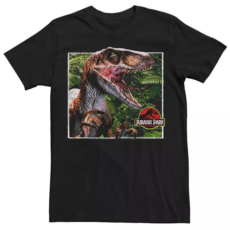 Men's Jurassic Park Raptor Coming Out Of Forest Graphic Tee, Size: Large, Royal Grey Product Image