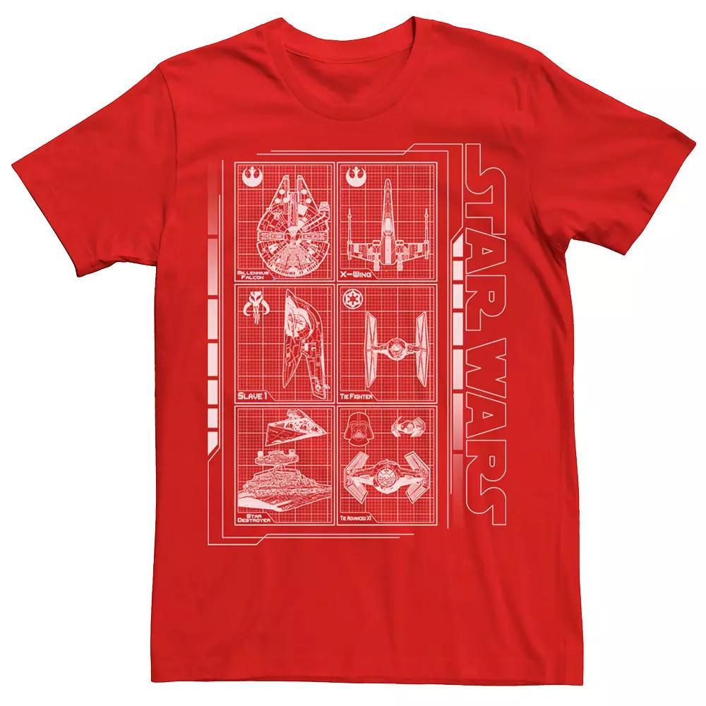 Men's Star Wars Battle Ships Schematic Tee, Size: Large, Red Product Image