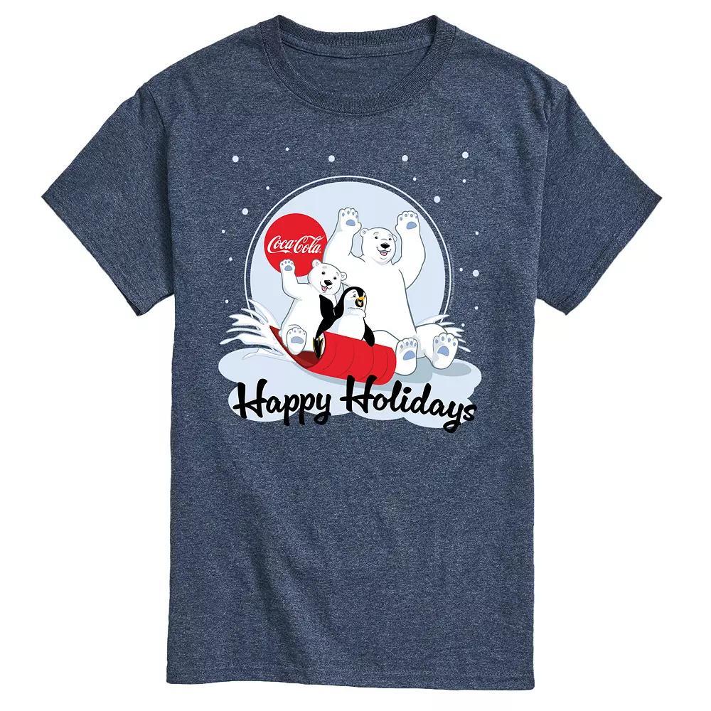 Men's CocaCola Happy Holiday Sled Tee, Size: Small, Blue Product Image
