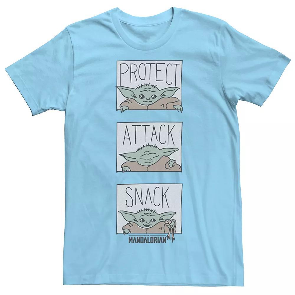Men's Star Wars The Mandalorian The Child Protect Attack Snack Tee, Size: 3XL, Light Blue Product Image