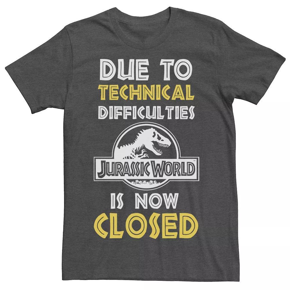Men's Jurassic World Technical Difficulties Sign Graphic Tee, Size: Small, Grey Heather Product Image