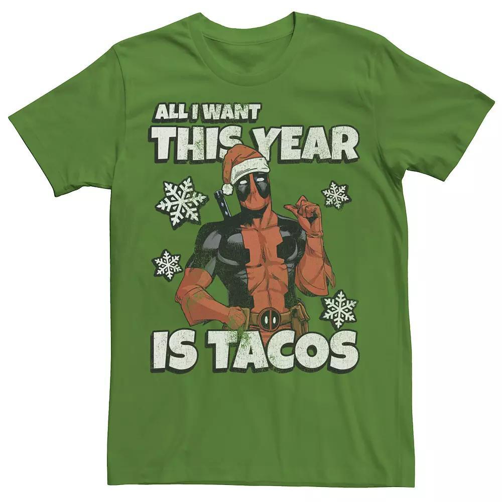 Men's Marvel Deadpool Santa Hat "I Want Tacos" Graphic Tee, Size: Medium, Kelly Product Image