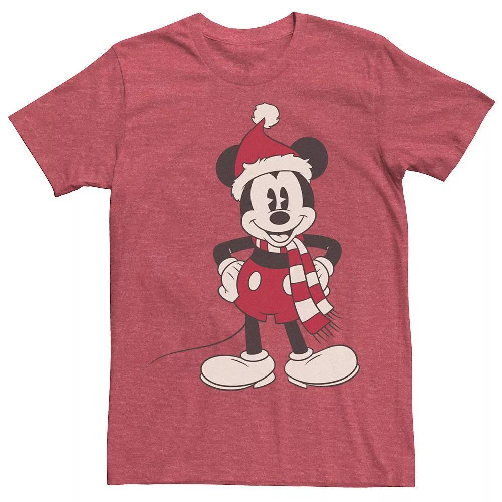 Disney's Mickey Mouse Classic Christmas Portrait Men's Tee, Size: Small, Red Grey Product Image